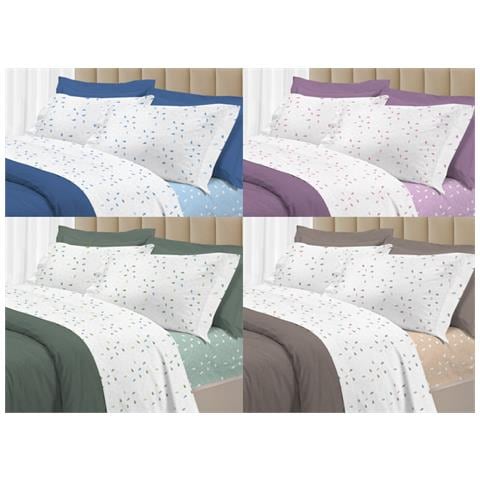 Completo Lenzuola Letto 100% Cotone Made Italy 3027 Disegno Goccia Piazza E Mezza Beige - Foto 2