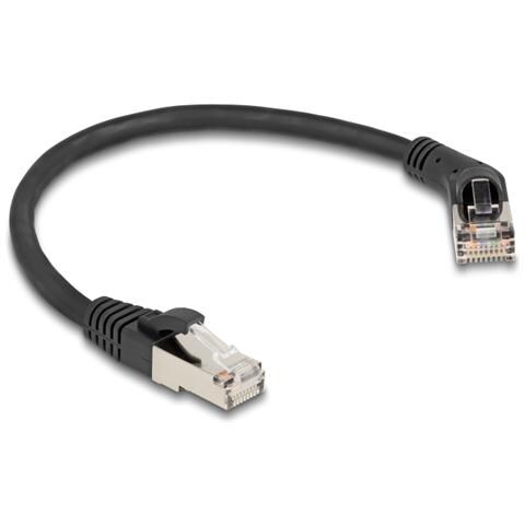 Cavo di rete RJ45 Cat. 6A S /FTP maschio da 45° angolato a destra per maschio diritto 0,25 m nero - Foto 1