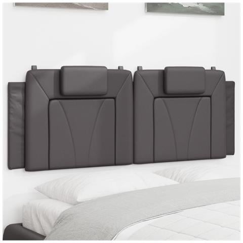 Cuscino Testiera Grigio 140 Cm In Similpelle - Foto 1
