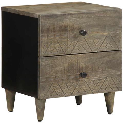 Comodini 2pz Grigio Chiaro 40x33x46 Cm In Legno Massello Mango - Foto 2