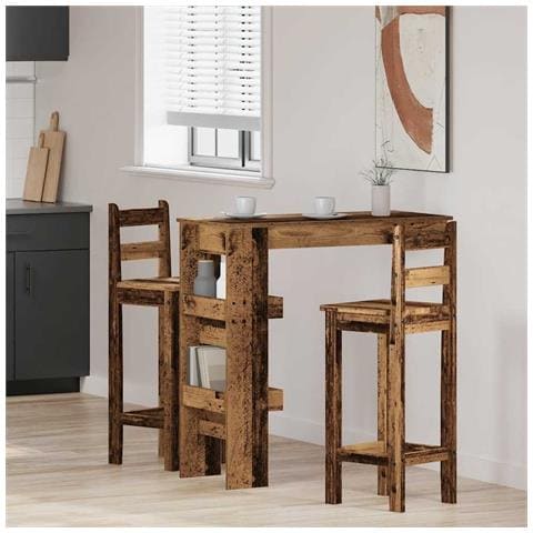 Bancone Da Muro Legno Antico 102x45x103,5cm Legno Multistrato - Foto 3