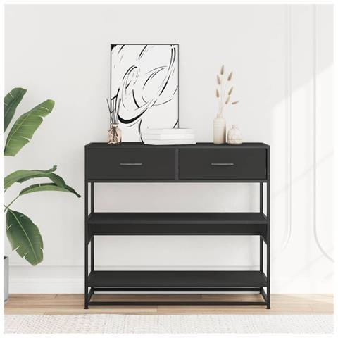 Tavolino Consolle Nero 90x35x80 Cm In Legno Multistrato - Foto 3