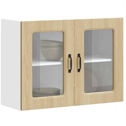 Pensile Da Cucina Con Porta In Vetro Kalmar Rovere Sonoma - Foto 1