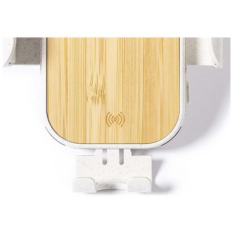 Supporto Per Caricabatterie Da Auto Wireless 15w. Bambù Naturale. Regolabile 11,2x11x7,5 Cm. Colore Bianco - Foto 2