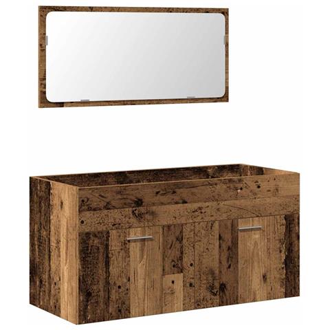 Mobile Da Bagno Con Specchio In Legno Antico Legno Multistrato - Foto 2