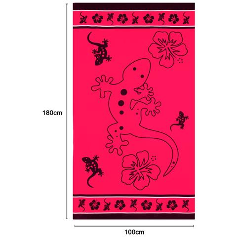 Telo Mare Grande 100x180 Spugna Spiaggia Piscina Maui Big Geko D11 Telo Mare Fucsia - Foto 5