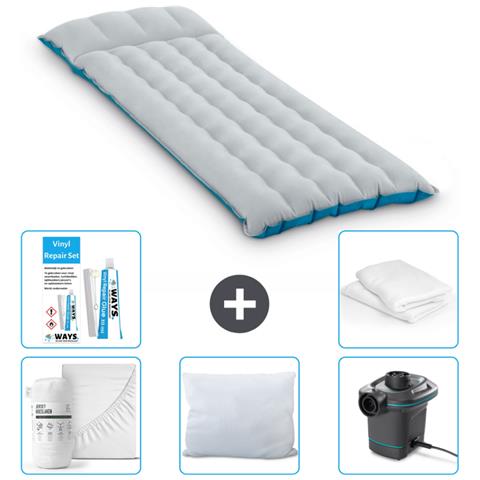 Set Materassino Gonfiabile - 184x67x17 Cm - Blu - Include Accessori Coordinati Cb2 - Foto 1