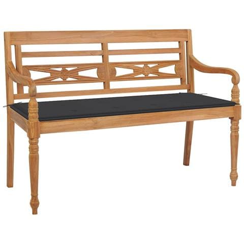 Panca Batavia Con Cuscino Antracite 120 Cm In Massello Di Teak - Foto 2