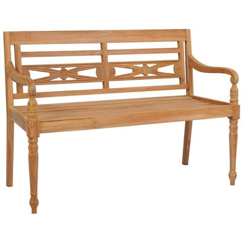 Panca Batavia Con Cuscino Antracite 120 Cm In Massello Di Teak - Foto 1