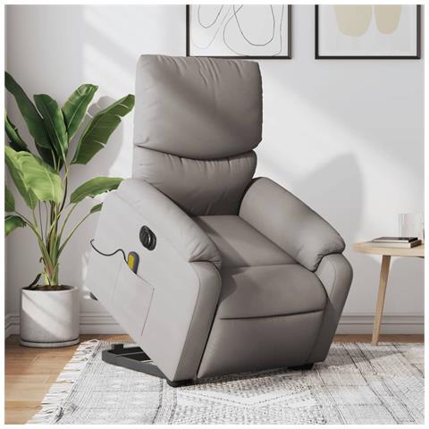 Poltrona Alzapersona Massaggiante Elettrica Tortora In Tessuto - Foto 8