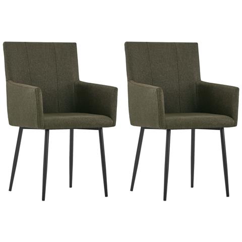 Lusso Casadino -  Sedie Da Pranzo Con Braccioli 2 Pz Marroni In Tessuto - Foto 2