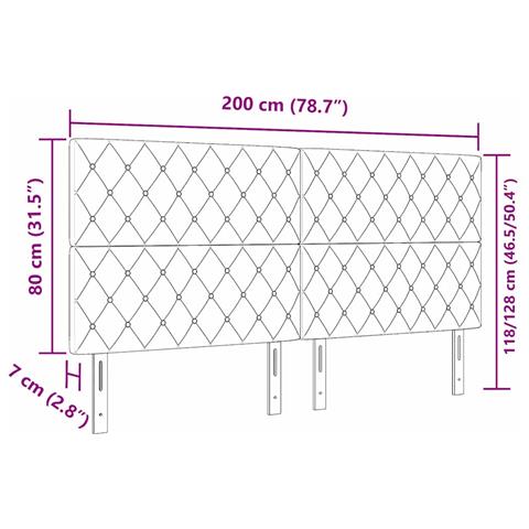 Testiera con Bottoni in Cristallo Tuftati Grigia Scura 200 cm in Velluto - Foto 9
