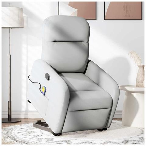 Poltrona Alzapersona Massaggi Reclinabile Grigio Nuvola Tessuto - Foto 2