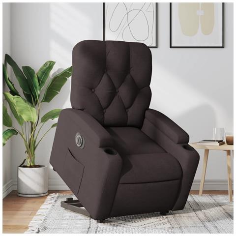 Poltrona Alzapersona Reclinante Elettrica Marrone Scuro Tessuto - Foto 2