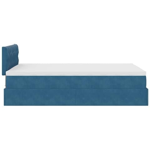 Pouf Letto con Materasso e LED Blu Scuro 120x190cm in Velluto - Foto 9