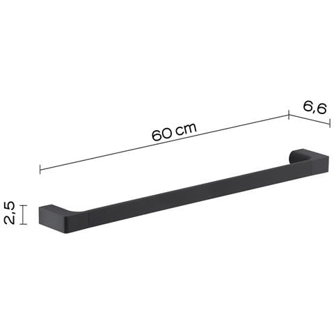 Portasalviette 60 Cm Da Muro In Ottone E Cromall Pi21-60 Serie Pirenei Nero Opaco - Foto 2
