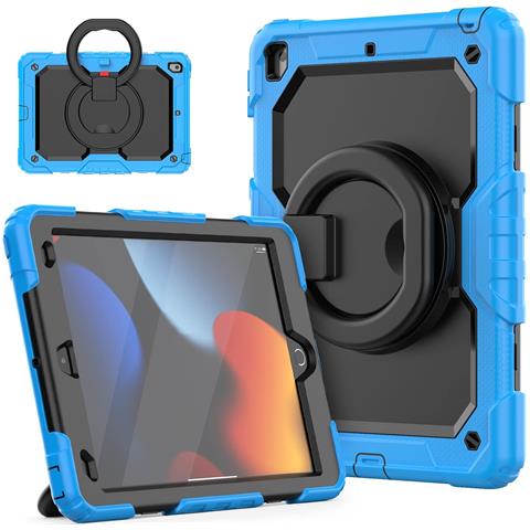 Custodia Per Ipad 9/8/7 10.2” Con Supporto E Tracolla Blu - Foto 1