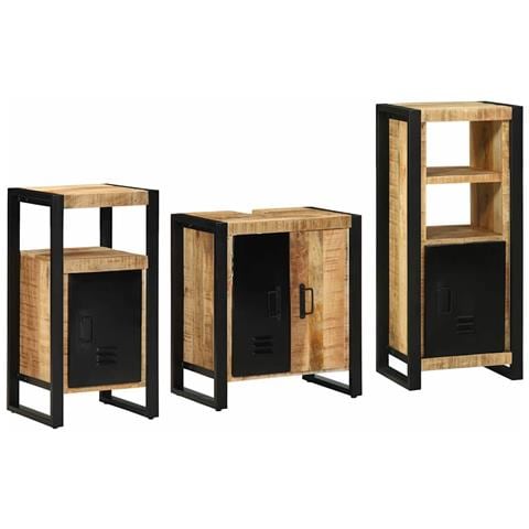 Set di mobili per il bagno 3 pcs Legno di mango massello - Foto 1