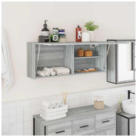 Mobile da Bagno Grigio Sonoma 100x25x40 cm in Truciolato - Foto 2