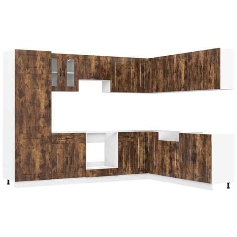 Set Mobili da Cucina 14 pz Kalmar Rovere Fumo Legno Multistrato - Foto 1