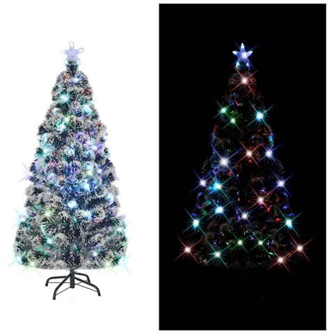 Albero Di Natale Preilluminato Con Supporto E Led 210 Cm Fibra Ottica - Foto 1
