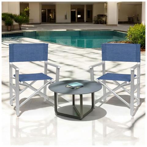 Sedia Regista Ketty In Alluminio Con Seduta E Schienale Blu X 2 Pieghevole - Foto 1