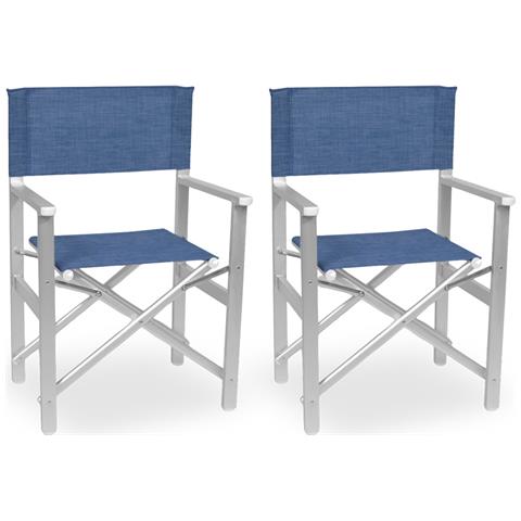 Sedia Regista Ketty In Alluminio Con Seduta E Schienale Blu X 2 Pieghevole - Foto 2