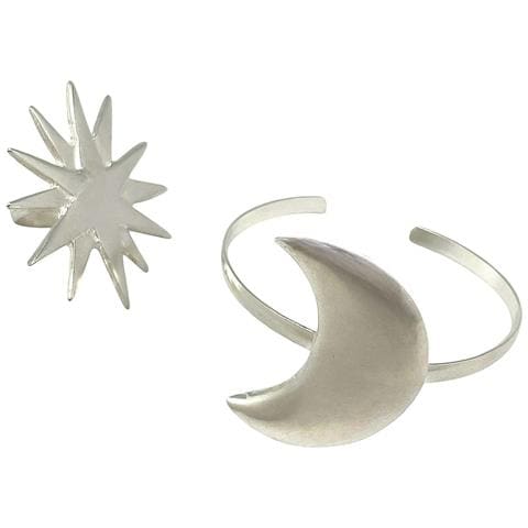 Set Clear Night, Placcato Argento 10µ. Bracciale Luna In Ottone E Anello In Argento 10µ - Foto 1