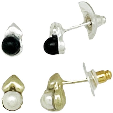 Confezione Di Mini Orecchini A Cuore Con Pallina In Argento E Oro Da 10µ - Foto 1