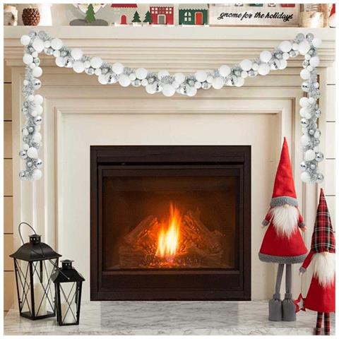 Ghirlanda di Palline di Natale Bianco e Argento 186 cm - Foto 2