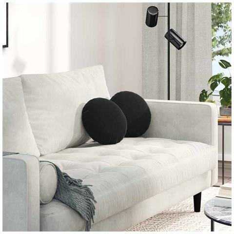 Cuscini per Seduta 2 pcs Nero Ø 40 x 13 cm Velluto - Foto 2