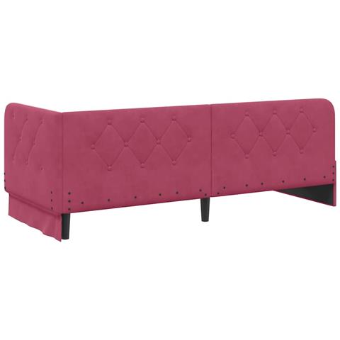 Cornice del letto ad angolo Rosso Vino 80 x 200 cm Velluto - Foto 9