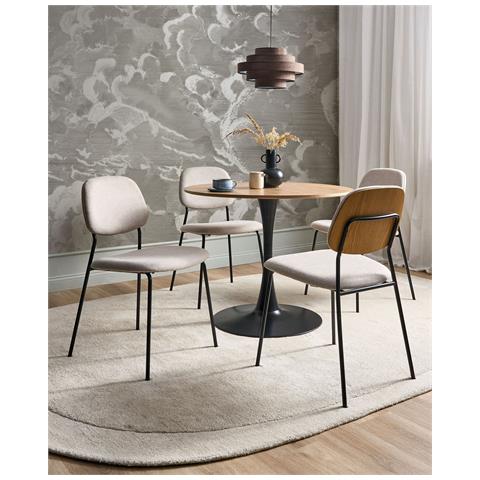 Set Di 4 Sedie Da Pranzo Riley Tessuto Beige Chiaro - Foto 1