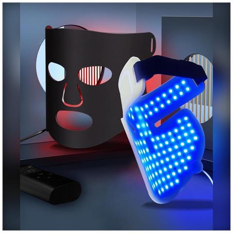 Maschera Facciale In Silicone A 7 Colori Led - Terapia Per La Cura Della Pelle Del Viso Black - Foto 2