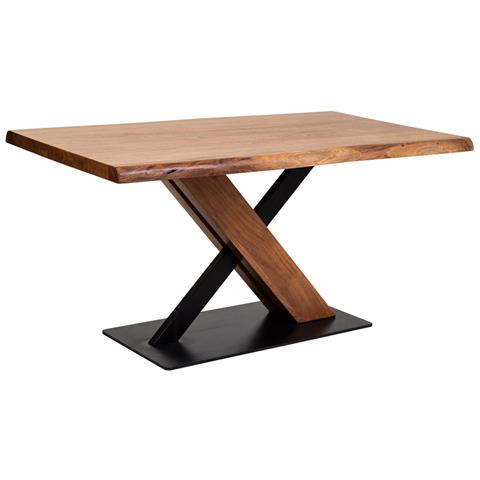 Tavolo Da Pranzo Bordo Vivo In Legno Di Acacia Finitura Teak 160x90x76 - Foto 1