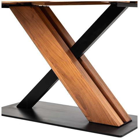 Tavolo Da Pranzo Bordo Vivo In Legno Di Acacia Finitura Teak 160x90x76 - Foto 8