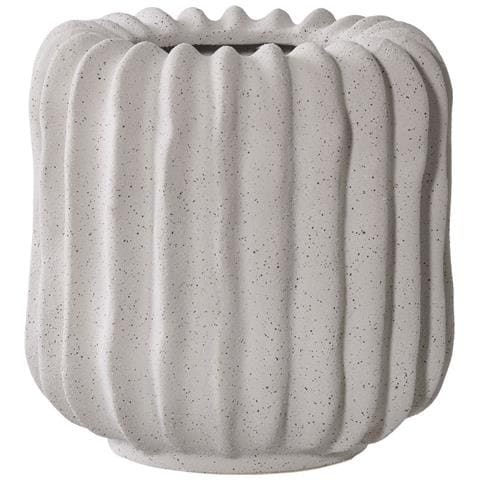 Portavaso In Ceramica Grigia Costolata Vikasa Home Ø15x15 Cm - Foto 1