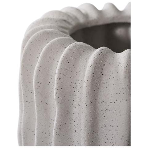 Portavaso In Ceramica Grigia Costolata Vikasa Home Ø15x15 Cm - Foto 2