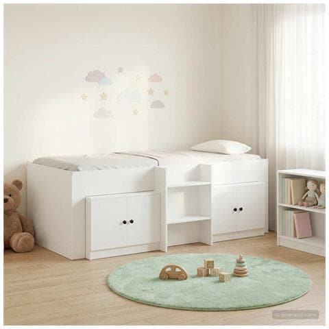 Struttura Letto Loft con Armadietto con porta 3 pcs Bianco - Foto 2