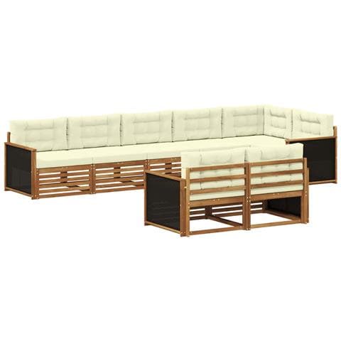 Set di divani da esterno con cuscino 8 pcs Naturale e Crema - Foto 1