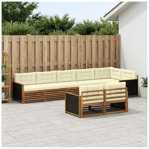 Set di divani da esterno con cuscino 8 pcs Naturale e Crema - Foto 2
