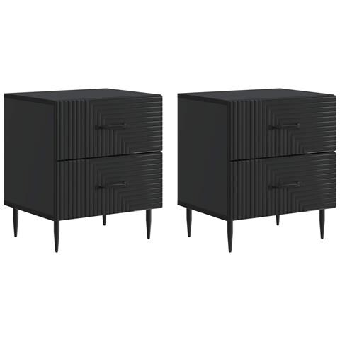 Armadio da Notte con cassetto 2 pcs Nero 43 x 34,5 x 47,5 cm - Foto 1
