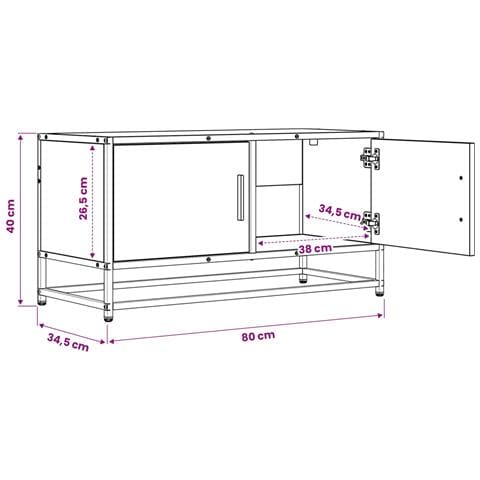 Mobile TV 80 x 34,5 x 40 cm Rovere Artigianale - Foto 9