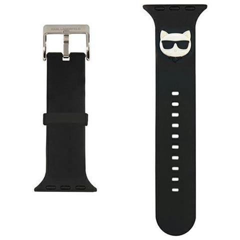 Karl Lagerfeld Klawlslck Cinturino Per Apple Watch 42/44 / 45 Mm Nero / Cinturino Nero In Silicone Choupette Heads - Foto 1