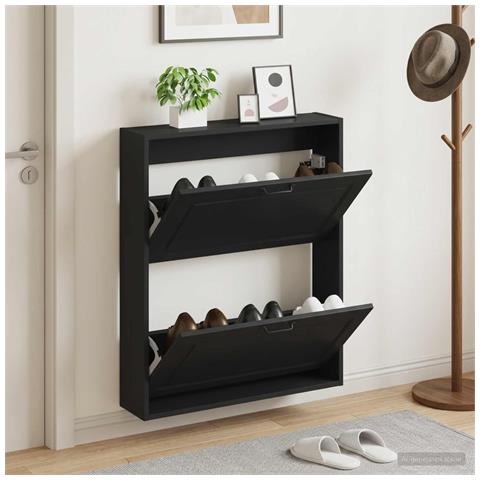 Mobiletto per Scarpe da Muro UTRECHT 71 x 17 x 86 cm Nero - Foto 2