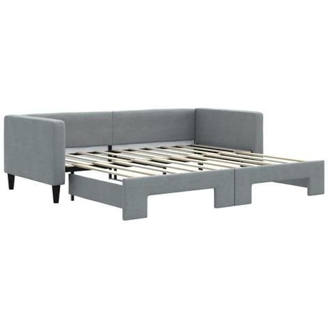 Divano Letto con Letto Estraibile Grigio Chiaro 100x190 Tessuto - Foto 1