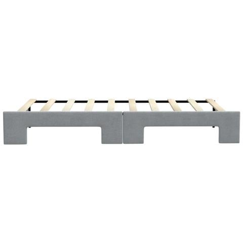 Divano Letto con Letto Estraibile Grigio Chiaro 100x190 Tessuto - Foto 9