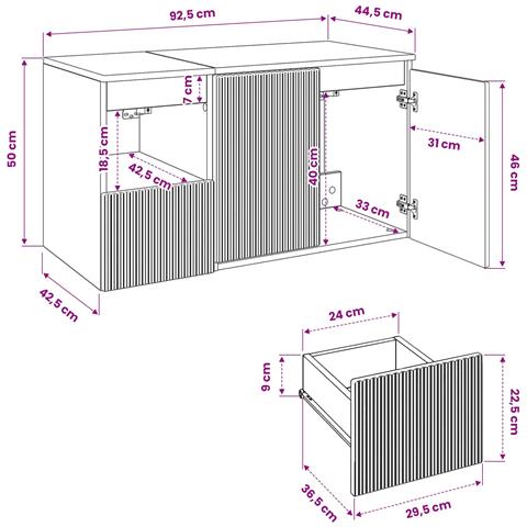Set di mobili per il bagno 2 pz Nero Legno ingegnerizzato - Foto 8