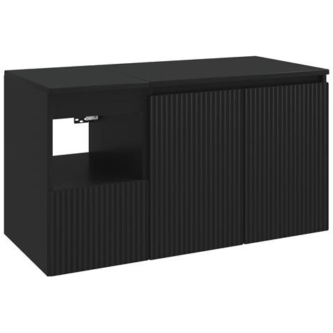 Set di mobili per il bagno 2 pz Nero Legno ingegnerizzato - Foto 1