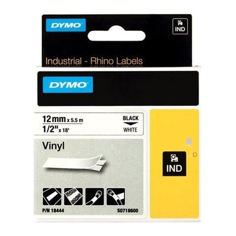 Nastro in Vinile per Etichettatrice Formato 12 mm x 5.5 m Nero e Bianco - Foto 1